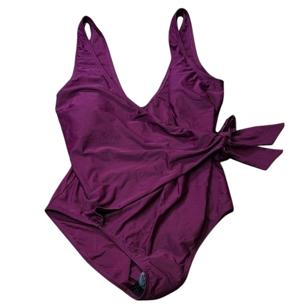 Elegant Burgundy One-Piece Swimsuit Size 2X